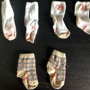 Burberry Baby Crew Socks - Beige Plaid and White Ankle Styles